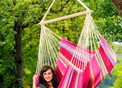 BYER of MAINE Brazil Chair (Sorbet), Hammock Chair, Hanging Chair, Authentic Made in Brazil, Cotton/Polyester Mix, Use Indoors or Outdoors, Holds up to 240lbs