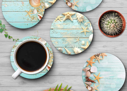 Britimes Coasters for Drinks, Set of 6, Ceramic Stone, Coastal Beach