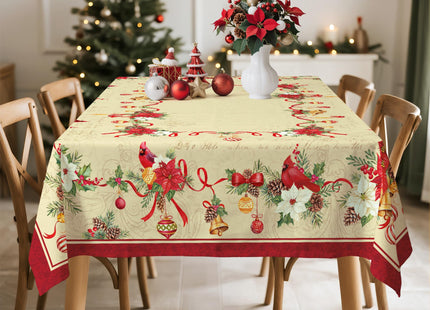 Arquiel Christmas Tablecloth 55 x 70 Inch Rectangular, Cardinal Print