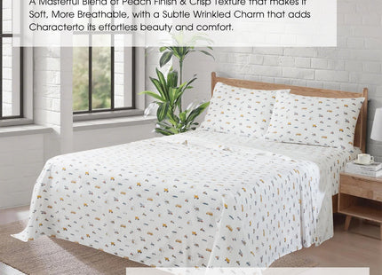 Ivellow Twin Sheet Set 100% Natural Cotton Sheets Soft Breathable Durable Lightweight Crispy Percale Twin Bed Sheets 16" Deep Pocket Elk Forest Patterned Sheets Kids Twin Bedding Dorm Essentials