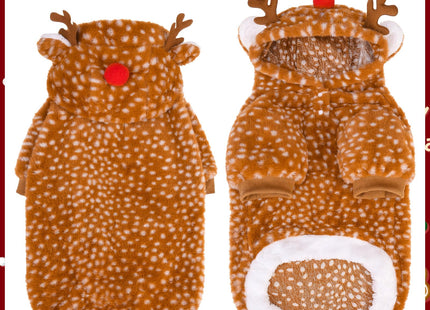 EXPAWLORER Dog Hoodie Christmas Reindeer Costume,Fluffy Christmas Dogs Sweater Cute Outfits,Warm Moose Coat Pet Clothes Winter for Puppy Small Medium Large Dogs