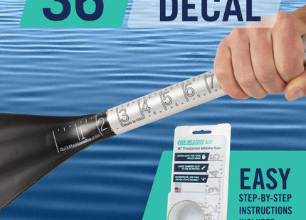 36" Fish Measuring Ruler Sticker | Transparent Waterproof Decal Tape | Made in USA | Large Bold Easy Read Markings | Boat, Kayak, Net, Cooler, Table Compatible | Marine Grade Adhesive | Easy Install