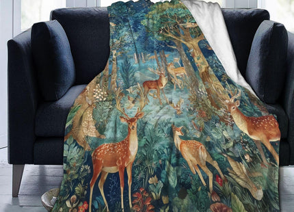 Deer Throw Blanket Soft Flannel Blanket 60"x50" in Bed Blanket Home Decor for Room Sofa Couch All Season