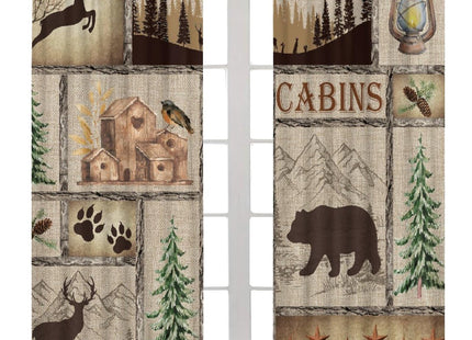 JanJCurt Rustic Cabin Curtains, Lake Country Lodge Bear Deer Forest Farmhouse Camp Woodland Brown Print Blackout Window Drapes for Bedroom Living Room Kitchen 42x45 Inch