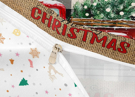 Kids Christmas Truck Duvet Cover Set Full Size,Xmas Tree Snowflake Bedding,Girls Boys Adults Room/Cabin Decor,Geometric Grids Plaid Chic Comforter Cover,Rustic Retro Quilt Cover,3pcs,2 Pillowcases