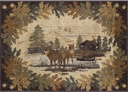 Oak Deer Brown 3x8 Runner Area Rug Cabin for Hallway, Walkway, Entryway, or Foyer - Lodge, Novelty