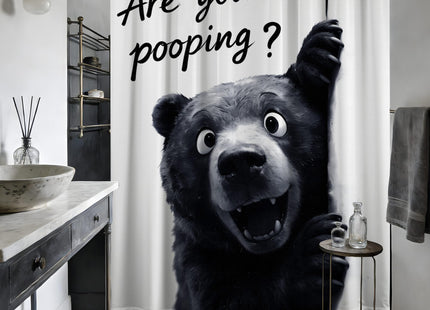 puuiui Funny Black Bear Shower Curtain Kids Animal, 70x72 Inchs