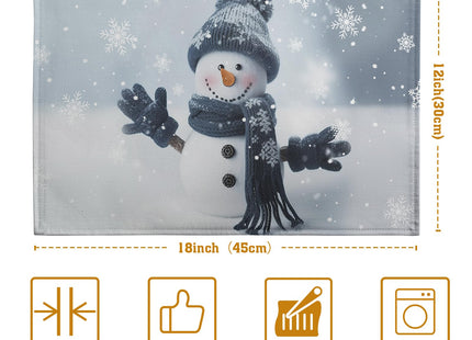 Wnoesat Snowman Placemats Set of 4, 12x18 Inch Winter Cute Blue Snowman Snowflake Table Mats Seasonal Christmas Holiday Washable Linen Fabric Place Mats for Farmhouse Party Kitchen Dining Decor
