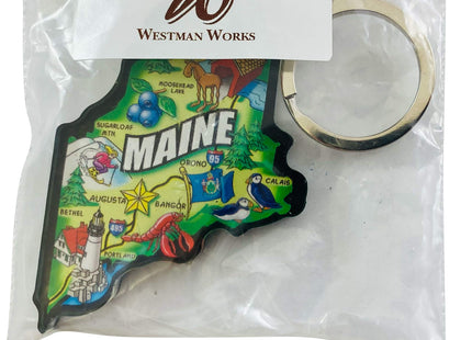 Maine Keychain State Shape Map Key Chain Gift USA Made, 2 Inch
