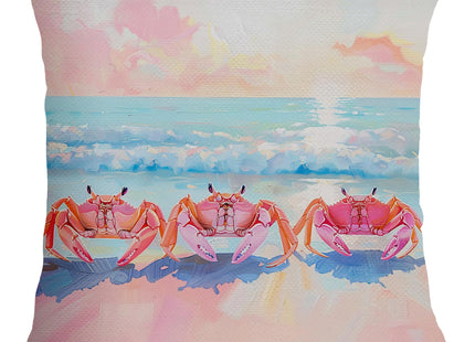 FITIE Coastal Crab Trio Pillow Covers 18x18, Fun Whimsical Beach Ocean Marine Life Throw Pillow Covers for Living Room Home, Crab Decor, Beach Decorations for Home Coastal&Beach House Decor