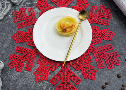 SIPLIV Christmas Placemats Set of 6, Heat Insulation Snowflake Placemats Table Mats Hollow Out Coasters Placemat for Dining Table Halloween Decoration - Snowflake Shape