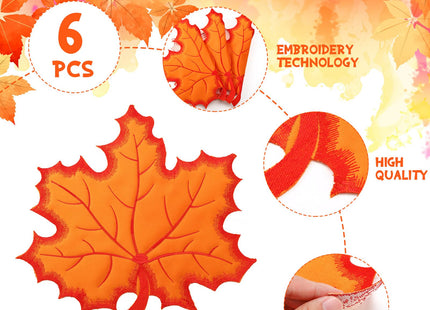 Yingzhao 6 Pcs Fall Maple Leaf Placemats Autumn Orange Table Placemats
