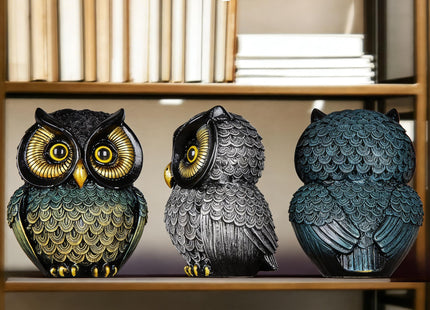 socxiaoshen Owl Figurines for Home Decor,Owl Statue for Shelf Living Room