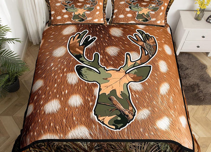 Erosebridal Kids Camo Deer Bedding Sets for Boys Girls Twin,Camouflage Deer Hide Comforter Cover Woodland Hunting Antler Duvet Cover Rustic Tree Branches Camo Animal Bed Set for Camper Zipper 2 Pcs