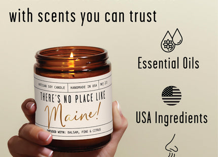 Maine Gifts, Maine Decor for Home - 'There's No Place Like Maine Candle, w/Eucalyptus, Spearmint & White Tea I Maine Souvenirs I Maine State Gifts I 9oz Jar, 50Hr Burn, USA Made