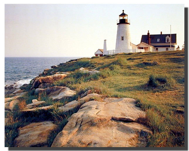 Maine Lighthouse Pemaquid Ocean Cliff Scenery Wall Decor Art Print Posters (16x20)