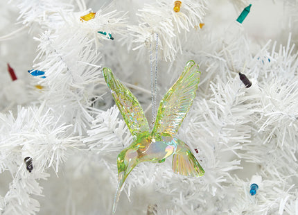 Sparkling Green Hummingbird Christmas Ornament
