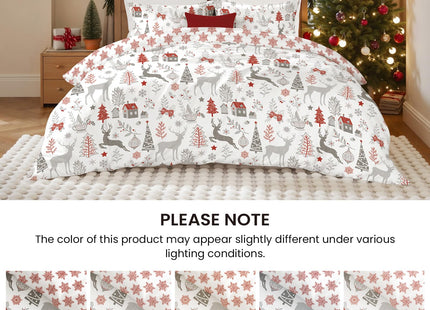 Nayoroom Christmas Comforter Set Queen Size - Reversible Christmas Bedding Comforter Set with White Forest Red Snowflake Pattern, 3 Pieces Xmas Theme Holiday Bedding Gifts for Women Men