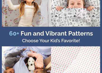 Kids Full Size Bed Sheet Set - 4 Piece Kids Loft Bed Sheets - Fox Forest Animal Themed Bedding - Soft - Breathable & Machine Washable - Rainbow Flower Hearts Bed Set for Boys, Girls, Teens & Toddlers