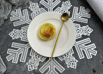 SIPLIV Christmas Placemats Set of 6, Heat Insulation Snowflake Placemats Table Mats Hollow Out Coasters Placemat for Dining Table Halloween Decoration - Snowflake Shape