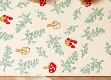 Miss Adola Embroidered Canvas Table Runner 13"x72", Cute Mushroom
