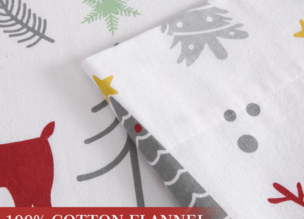 STARBEDIA Christmas Flannel Sheets King, 100% Cotton Holiday Bed Sheet Set, Deep Pocket Fitted Sheet, Soft Warm Brushed Christmas Sheet (King Size, Forest Deer)