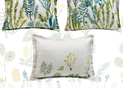 Twin Size Floral Quilt Set for Bed Lightweight Green Yellow Leaves Botanical Bedspread Daybed Cover Coverlet Lodge Cabin Garden Floral Bed Cover Blanket Rural Blossom Bedroom Decor