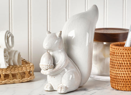 Elements White Squirrel Ceramic Figurine, 7.68x3.23x7 Inch