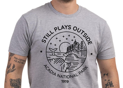 Ann Arbor T-shirt Co. Acadia National Park Still Plays Outside | Funny Cool Camping Hiking Men's Tee Outdoors -(Unisex,2XL)