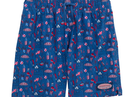 vineyard vines Boys Printed Chappy Swimsuit Trunks, Lobster Reef, Small