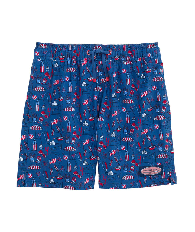vineyard vines Boys Printed Chappy Swimsuit Trunks, Lobster Reef, Small