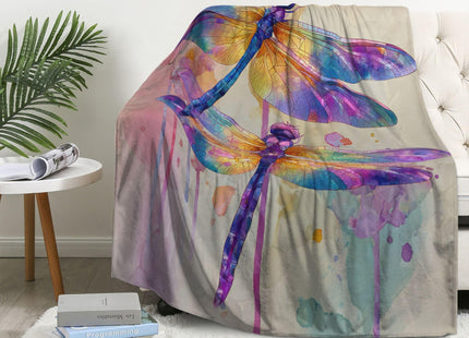 Dragonfly Throw Blanket Animal Dragonflies Warm Decor Soft Flannel Blanket Dragonfly Gifts for Kids Boys Girls Men Women 40" X 50"