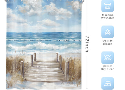Beach Shower Curtain Blue Beachy Ocean Coastal Hawaiian Bathroom Decor