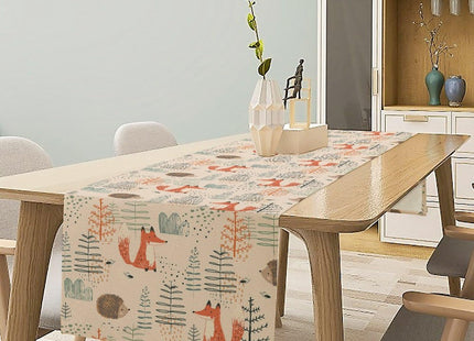 Rustic Forest Animal Table Runner for Kids Woodland Deer Fox Bird Table Runner Farmhouse Country Lodge Cabin Dinner Runner for Home Kitchen Party Holiday 70X13inch