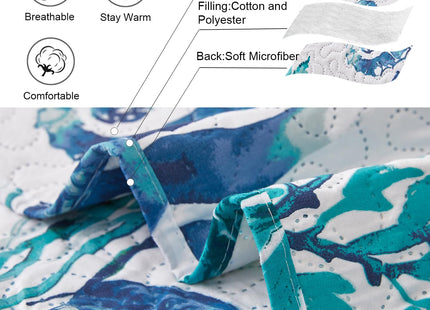3 Piece Ocean Daybed Cover Set Twin Size Daybed Bedding Sets Beach Theme Daybed Cover Seahorse Starfish Shell Printed Bedspread Coverlet for Twin Bed with 2 Standard Shams,39"x75"