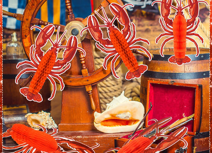 Jetec 6 Pcs Tissue Crab Lobster Honeycomb Centerpiece Hanging Crab Lobster Party Decorations Table Decor for Summer Sea Animal Beach Birthday Party Supplies(Lobster)