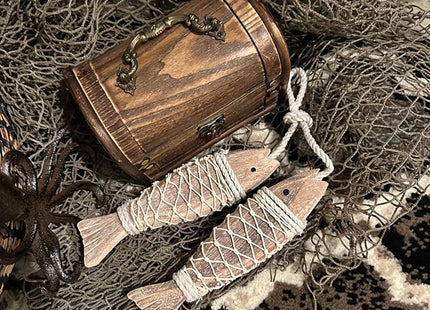 Antique Wood Fish Nautical Decor Decorative Hanging Fish Ornament