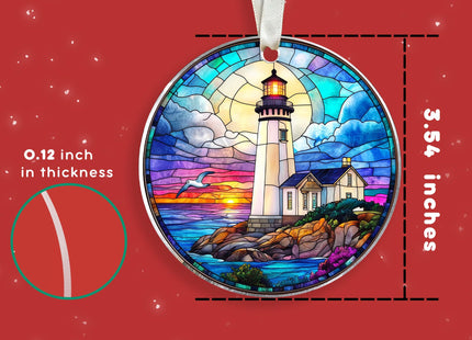 KatAndNat Lighthouse Ornament - Lighthouse Christmas Ornaments, Ocean Beacon Ornaments for Christmas Tree - Lighthouses Keepsake for Women, Ocean Lovers - Acrylic Ornament 2025