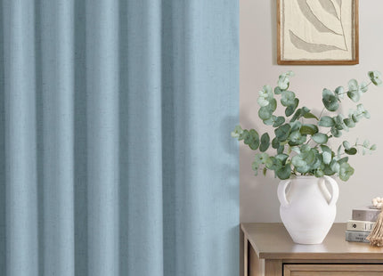 100% Blackout Curtains 90 Inches Long for Living Room 2 Panels Set Light Blocking Heat Darkening Energy Saving Curtain Window Coverings Coastal Beach Linen Farmhouse Drapes Bedroom Stone Blue Chambray