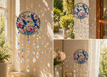 Hummingbird Suncatcher with Crystal Prism, Hummingbird Gift for Women Girl