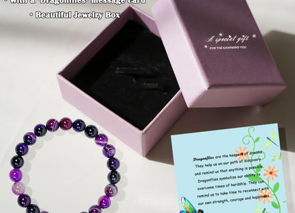 GIAYIER Dragonfly Bracelet for Women Dragonfly Charm Jewelry Dragonfly Lover Gifts Dragonfly Motivation Gift for Mom Daughter Wife Granddaughter Best Friends (Amethyst)