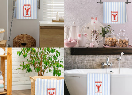 JINYO Maine Lobster Kitchen Towels, East Coast Beach Dish Towels Tea Towel, Preppy Coastal Decor, New England Style Hand Towels for Bathroom, Crawfish Decorations, 16x24 Inch