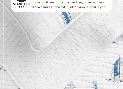 Great Bay Home Coastal Quilt Set - 2-Piece Twin/Twin XL Size Nautical Bedding Set - Lightweight, All-Season, Reversible Bedspread (Blue Watercolor Sailboats)