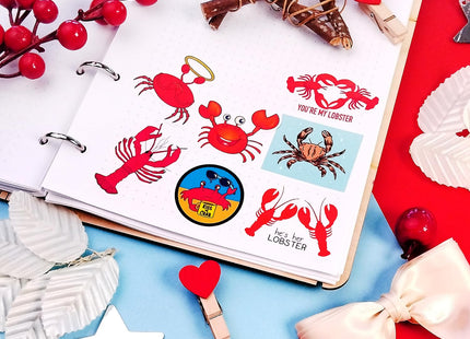 Crab & Lobster Stickers for Water Bottle and Laptop - Marine Life Party Supplies & Decorations, Waterproof Vinyl Sea Creature Decals, Lobster Stickers Laptop Decals, Gifts for Women & Men