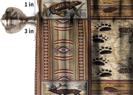 GoDazzling Vintage Animal Deer Bear Kitchen Curtain Valance, Rustic Style Wildlife Deer and Bear Window Valance, for Bedroom Living Room Cafe Bathroom W54xL18in 1 Panels