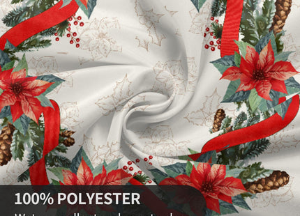 KIYIYZER Christmas Round Tablecloth 60 Inch Holly and Flowers Table Cover Anti-Wrinkle Waterproof Wipeable Table Cover for Kitchen Home Dining Party Decor