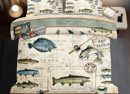 llyxsesty 3 Piece Fish Comforter Set Queen Fishing Bedding Set for Bedroom