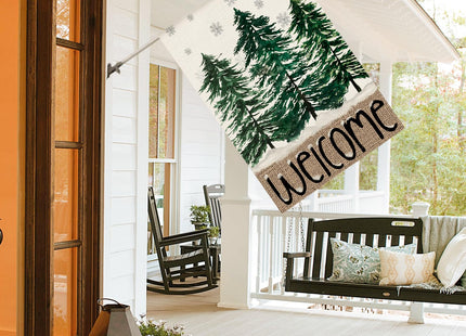 AVOIN colorlife Welcome Pine Tree Christmas Winter House Flag 28x40 Inch