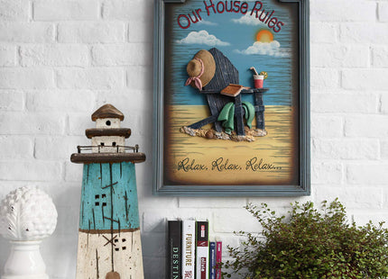 Attraction Design Wooden Lighthouse Decor, Decorative Nautical Lighthouse Rustic Ocean Sea Beach Themed Lighthouse Decoration, Handcrafted Tabletop Nautical Themed Home Decor Bathroom Decor (13“H)