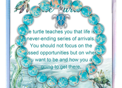 Fullrainbow Crack Turtle Bracelet - Sea Turtle Gifts for Women - Turtle Lovers - Sea Turtle Decor - Turtle Beach - Stretch Bracelet - Copper - Retro